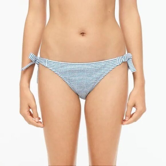 J. Crew | Side Tie Lowrider Bikini Bottom Faded Stripe Blue Preppy Nautical 3X - Picture 1 of 10